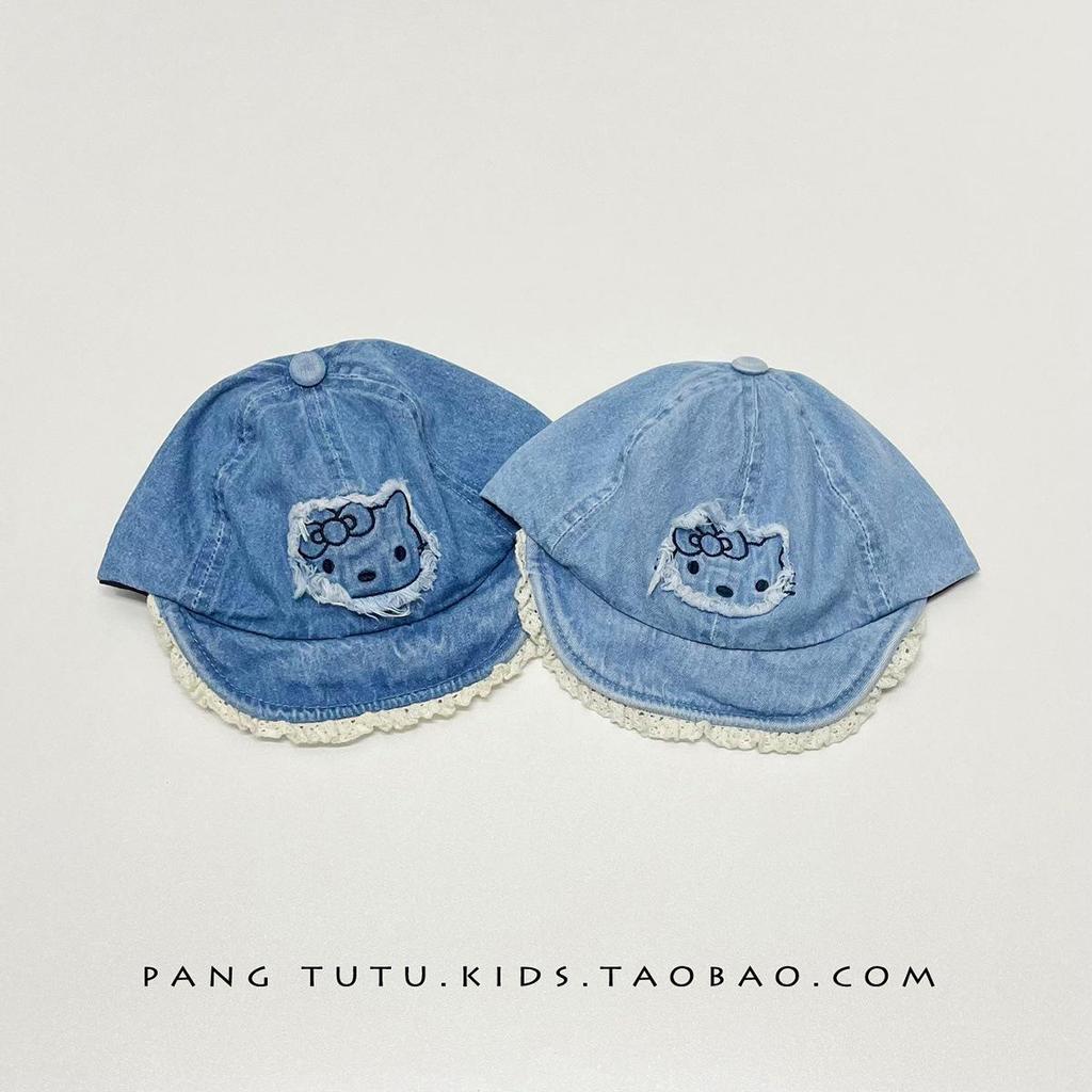 Chapéu de Bebê Jeans Gatinho Fofo - Boné com Aba Macia para Proteção Solar de Crianças Pequenas na Primavera e Outono