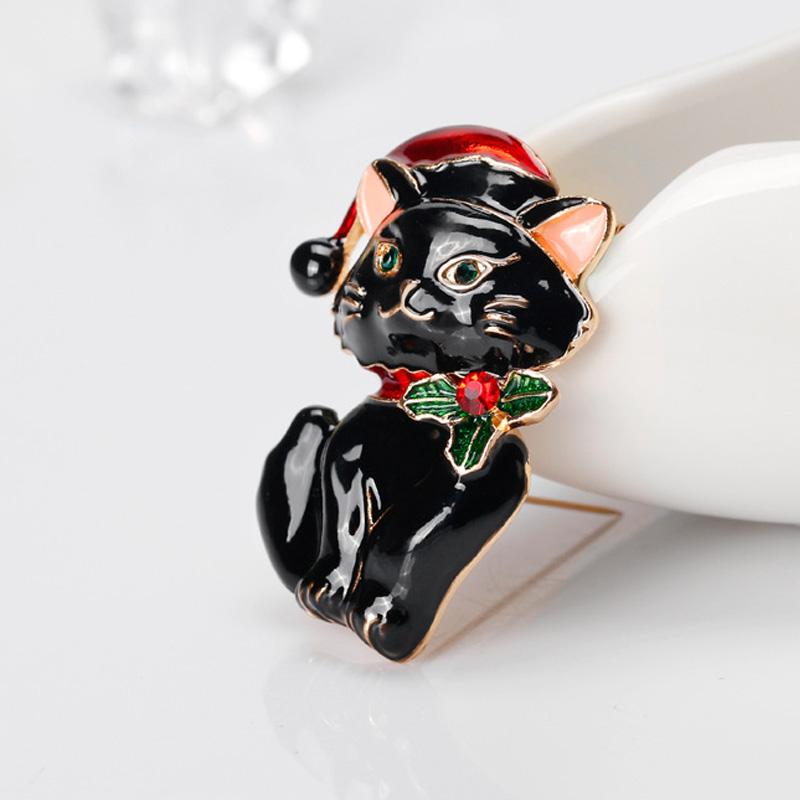 1 ks Slitina Pro Ženy Kočka Brože Smalt Zvíře Brož Odznaky Dárky k Novému Roku Bílá Černá