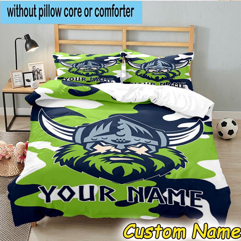 3pcs Custom Name Raiders Team Spirit Bedding Set Includes 1 Duvet Cover & 2 Pillowcases for All Seasons Dormitory Home Decor Christmas gifts