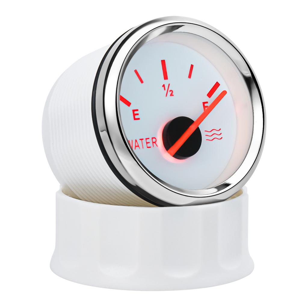 52mm Water Level Gauge 0~190 Ohm for Marine Car Boat Yacht 12V/24V Water Tank Level Gauge Red Backlight Fuel Level Indicator