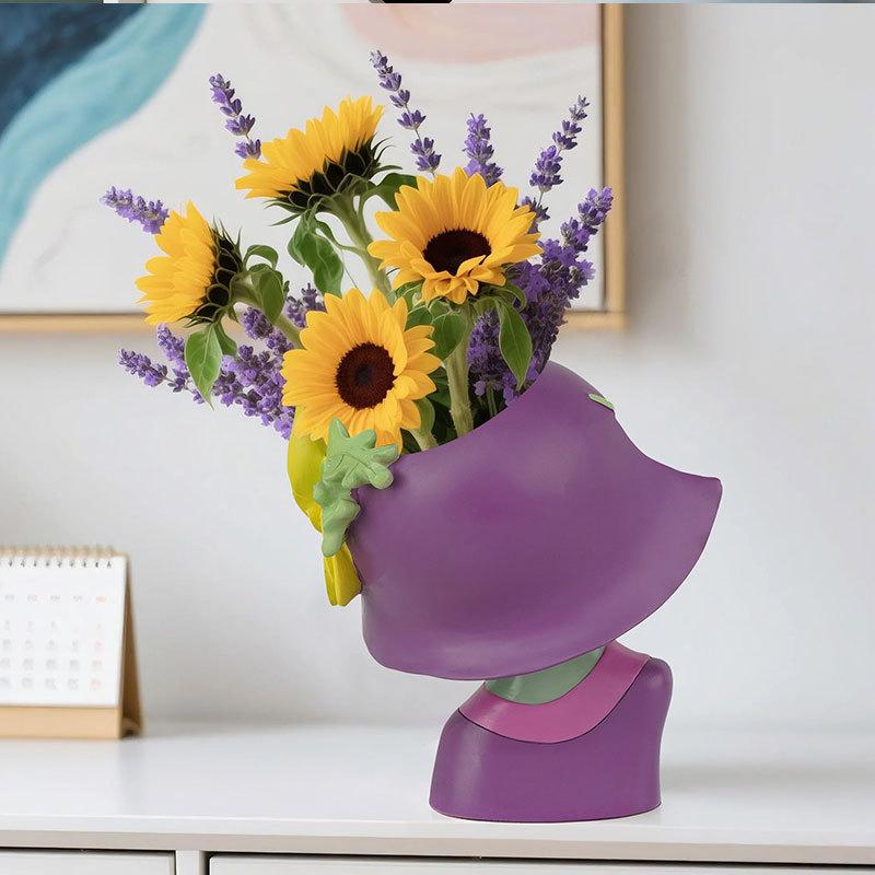 

Abstract Short Haired Girl Flowerpot Home Decor Succulent Potted Plant Courtyard Balcony Green Plant Ornament