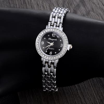 New Fashion Casual Clock Silver Bracelet Watch Women Rhinestone Watches Ladies Elegant Quartz Wristwatch TME0018