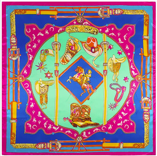 New Designs 90*90cm Square Silk Scarves Women Foulard Head Scarf Ladies Shawl Wrap Bandanna Female Chiffon Hijab Beach Scarf