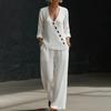 Women's Summer 2 Piece Sets Casual Half Sleeve V Neck Buttons Top And Wide Leg Pants Lounge Outfits with