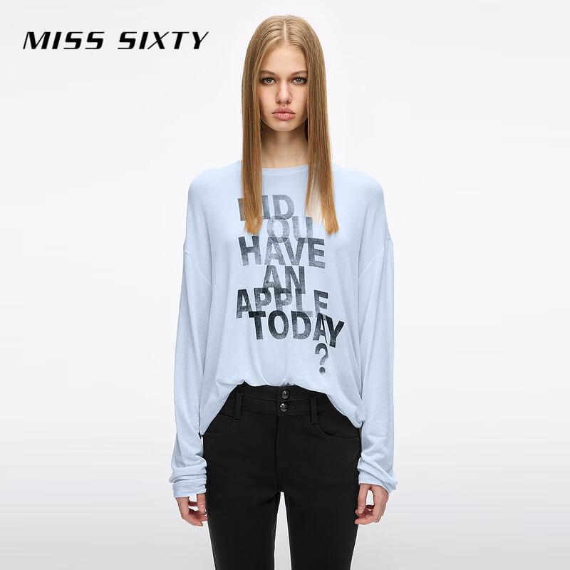 MISS SIXTY Women s Letter Print Wool Blend Long Sleeve T-Shirt S