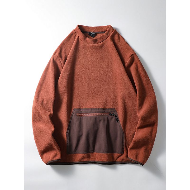 Japanese-Style Retro Mountain Double-Sided Fleece Sweater Men's Autumn and Winter Fleece-lined Trendy Bottoming Shirt Export Men's Clothing Outwear