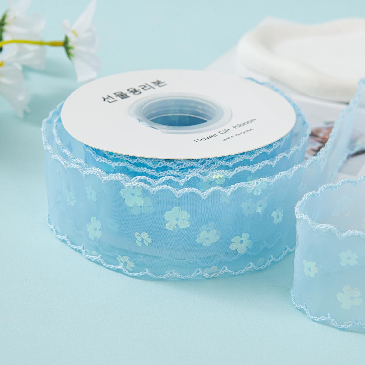 

10Yards/Roll sequin Silk Ribbon Roll 4cm Satin Ribbon Organza Ribbons for Gift Wrapping Handmade Wedding Birthday Party Decor синій