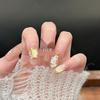 Gold Cat Eye Christmas Fireworks Snowflake Blush Nails – Handmade, Super Flash, Wearable Art