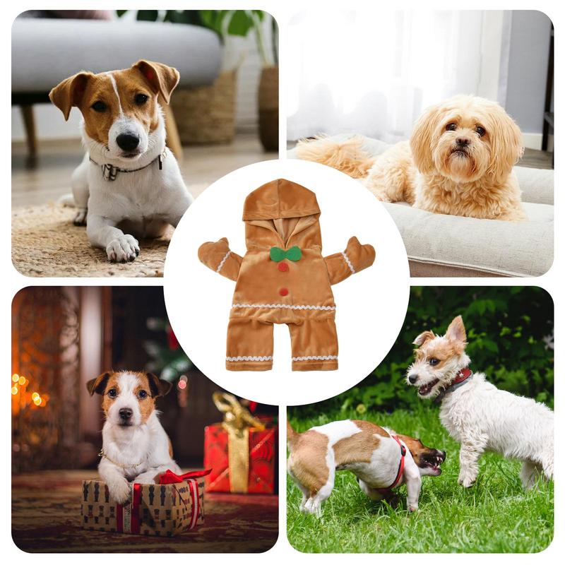 Haustier Lebkuchenmann Hoodie Weiches Welpenkostüm Hoodie Lebkuchenmann Haustier Welpe Katze Aufsteh-Kostüm Für Katzen Hunde Welpen Haustiere