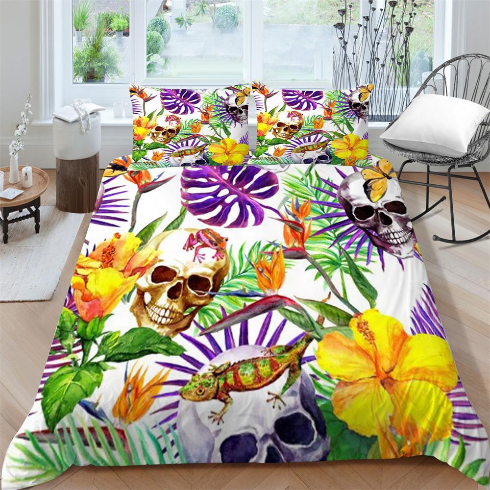 3D Skull Print Bed Suit Bedding Quilt Cover Home Bedclothes Kids Gift Microfiber Comforter Breathable Duvet Cover