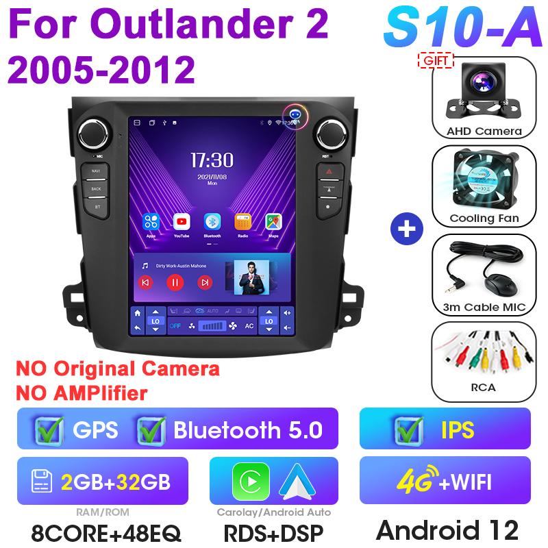 2 Din Android 12 Car Radio For Mitsubishi Outlander Xl 2 2005-2012 For Citroen C-Crosser 2007-2013 Multimedia Video Player GPS