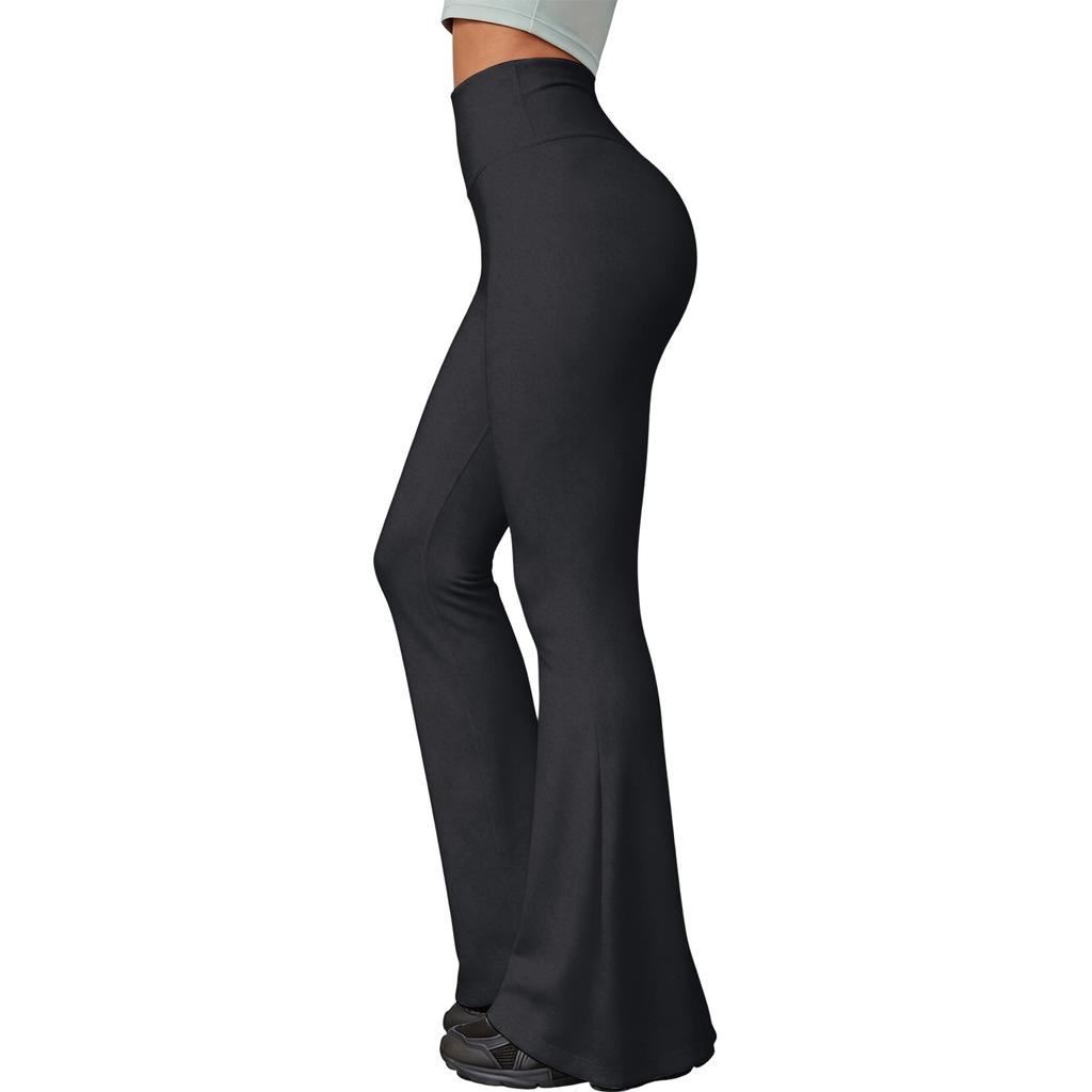 Pantaloni a zampa vita alta da donna, vestibilità slim, elasticizzati, per yoga, casual, a gamba larga, a campana, per l'uso quotidiano
