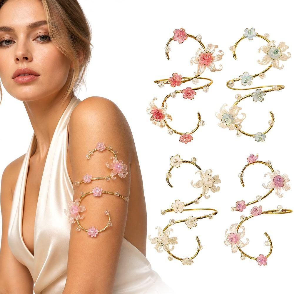 Golddraht umwickelt Drahtumwickelt Armreif Handgemachter Statement Armschmuck Mode Blumiger Armreif Damen