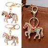 Sparkling Horse Keychain Colorful Rhinestone Enamel Horse Keychain Good Luck Horse Charm with Key Ring Gift for Friends Men Women
