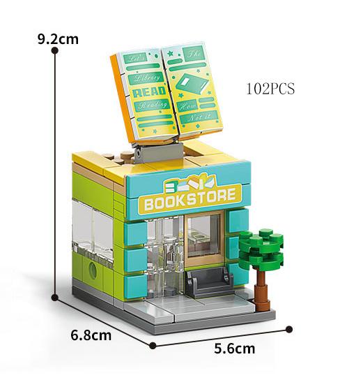 City Japanese Street View Food Vehicle Shop Barbecue Sushi Shaved Ice Ramen Car Model Building Blocks Friend Girl Bricks Toy