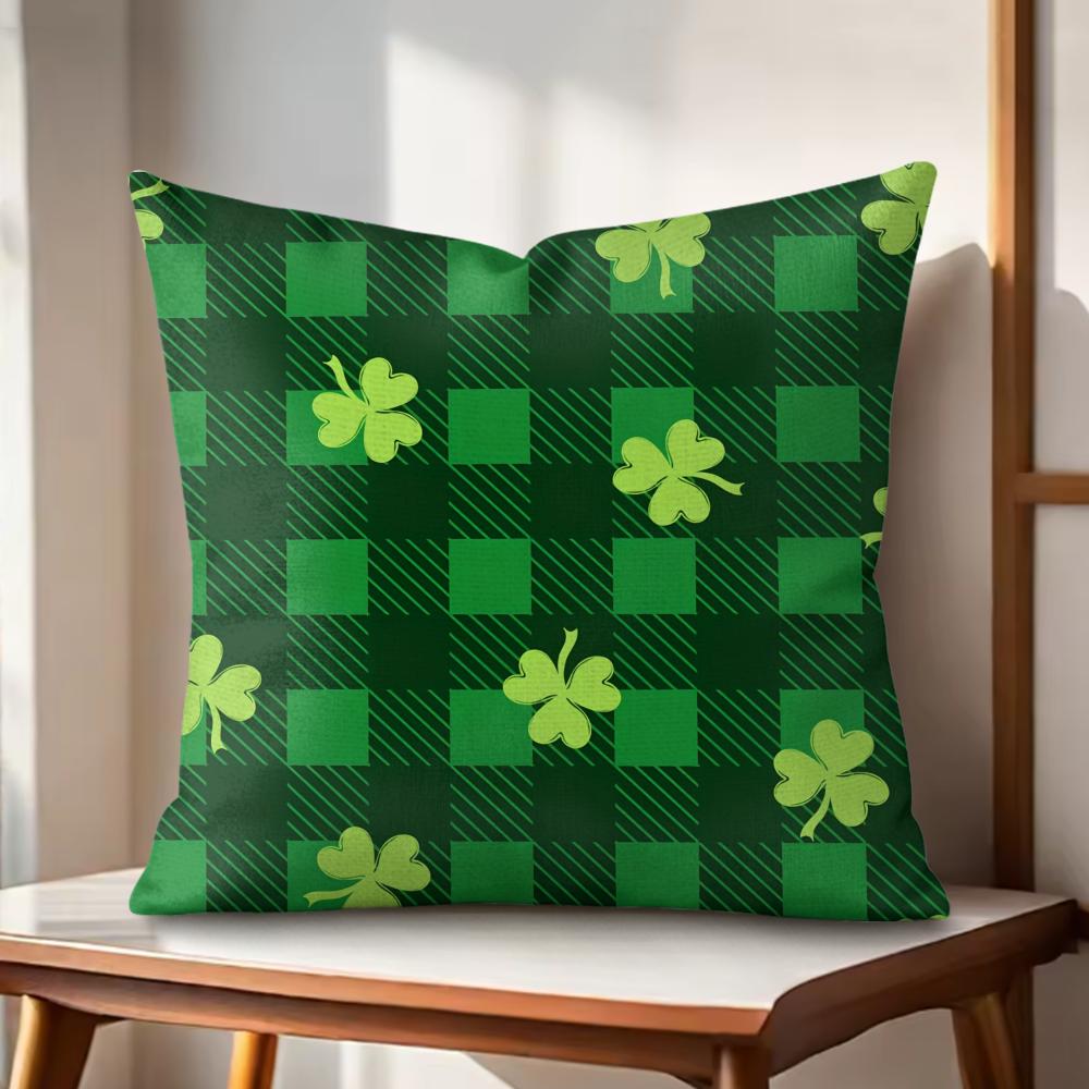 St Patricks Day Gift Cushion Cover Natural Linen Organic Fabric DoubleSided Printing Couch Pillow Covers Home Decor