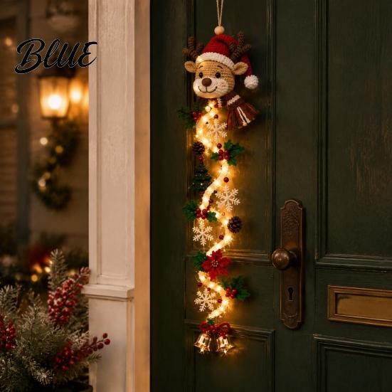 Unique Housewarming Gift Ornament with Door Hanger Glowing Christmas for Her Crochet Spiral LED Lights