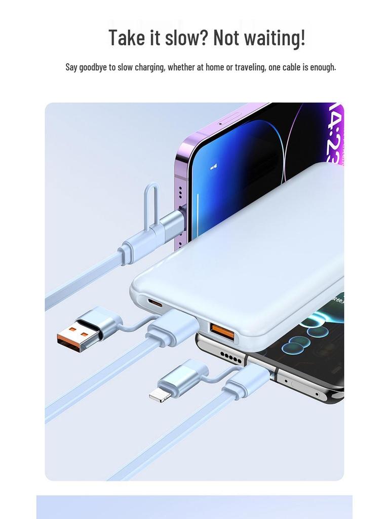 4-in-1 100W Retractable Fast Charging Cable, Compatible with Apple & Huawei.