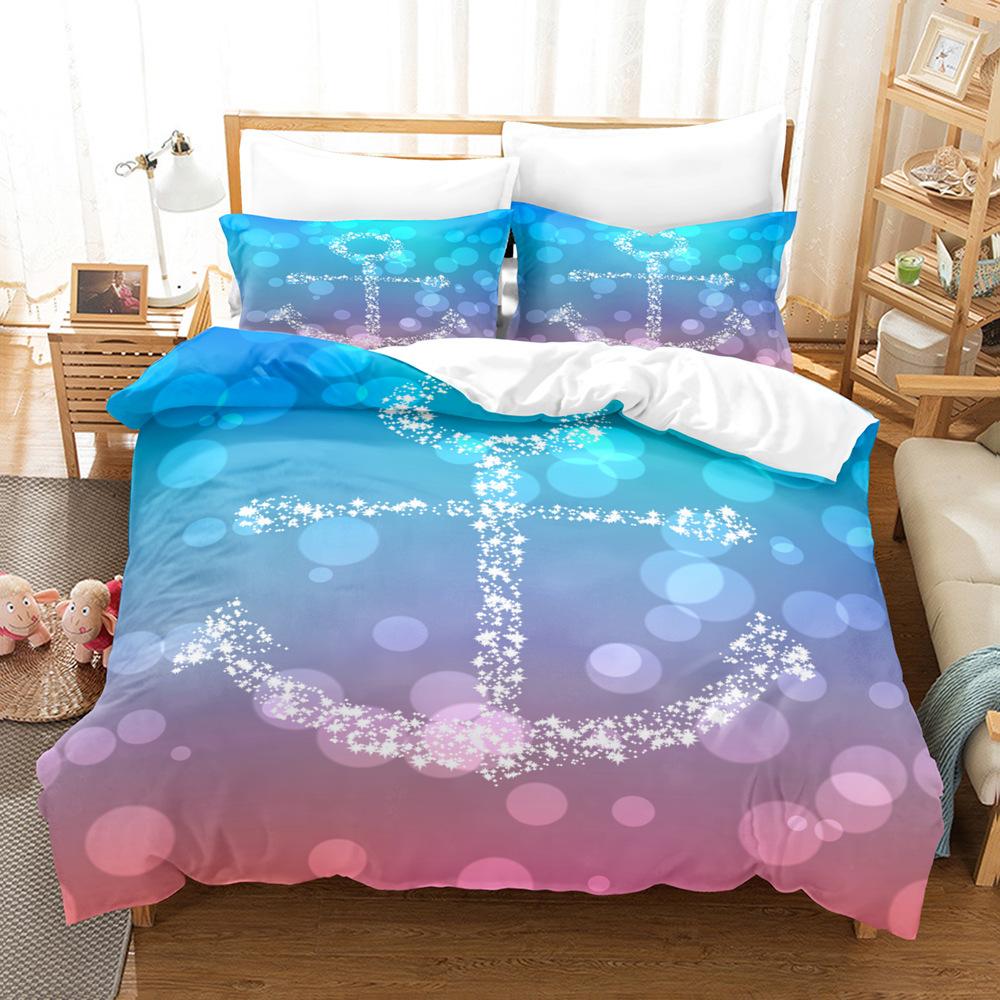 Ocean Wind Anchor Digital Printing Three-Piece Quilt Cover Order Home Textile Pillowcase