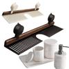 Walnut Suction Cup Bathroom Shelf No Drilling Heavy Duty Storage Rack Over Faucet Sink Rack for Bathroom