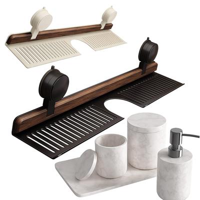 Walnoot Zuignap Badkamerplank Zonder Boren Heavy Duty Opbergrek Over Kraan Spoelbakrek voor Badkamer