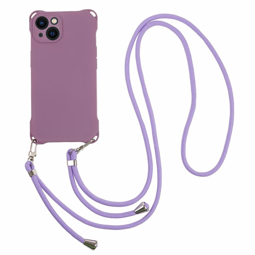 Phone Cover for iPhone 13 6.1 inch Four Corner Thickened Anti-drop TPU Phone Case with Hanging Rope