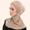 Balaclava Inner Hijabs Women Solid Color Tie Back Elasticity Hijabs Full Cover Head Muslim Soft Cotton Jersey Turban Headscarf