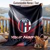 Flannel Blanket Bologna FC Print Custom Name Text Soft Throw for Sofa Bed