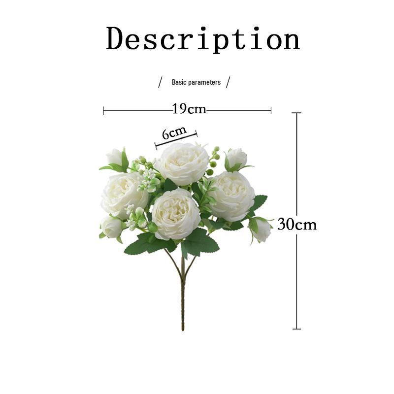 Home Decor Peony & Persian Rose Bouquet (5-Head) for Weddings