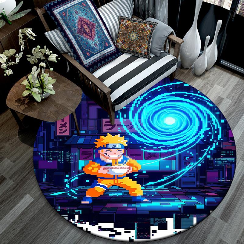 Uzumaki Naruto pattern round rug,Carpet Rug for Living Room Bedroom Playroom ,Non-slip Floor Mat,Holiday Gifts and Birthday Gifts.