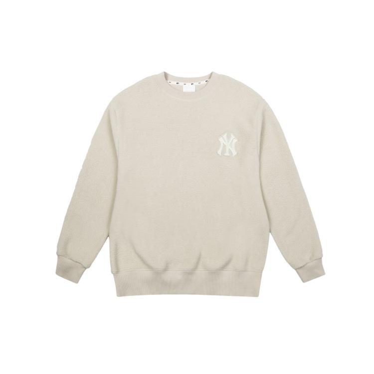 MLB Base Logo Sweatshirts Unisex Ecru Crew Neck Moderate Regular 31MTF1061-50B S