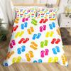 Sumer Hawai Beach Soft Duvet Cover Ful Ocean Beding Set for Young Boys Young Girls, Lovely Flip Flops Slipers Conch Starfish Warm Comforter Cover
