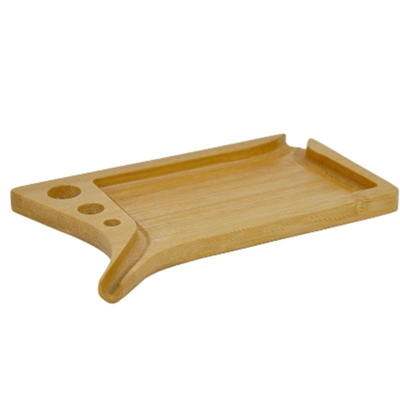 3 ks Dřevěné Bambusové Podnosy Balení papírků na balení s Držákem na Štětce Talíř na Večeři Servírovací Stolní Talíř Úložný Podnos