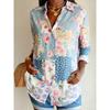 Floral Color Block Shirt - Spring Summer Loose Lightweight Vacation Daily Top