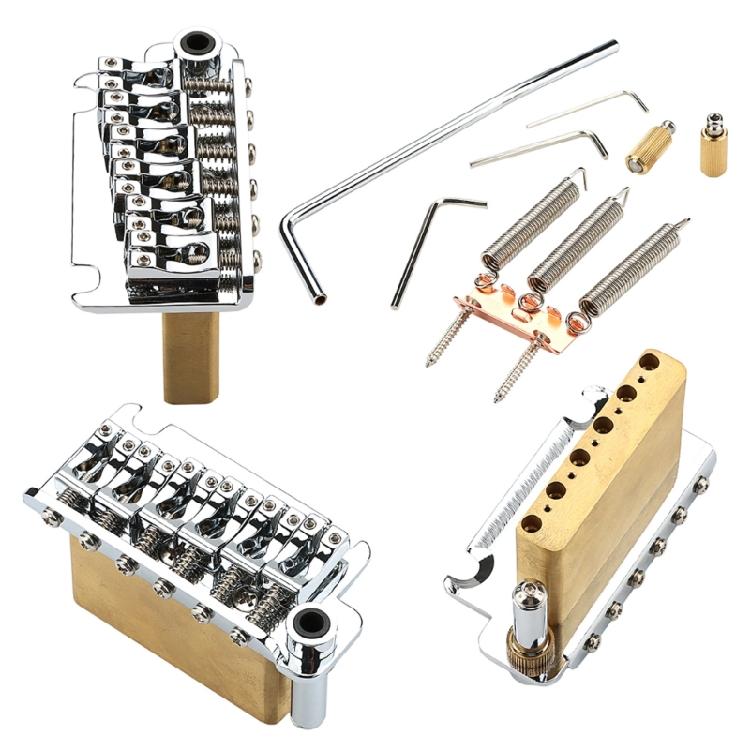 2 Point Guitar Tremolo Bridge with Tremolo System Saddles and Full Size Brass Block 2-Point Electric Guitar Bridge