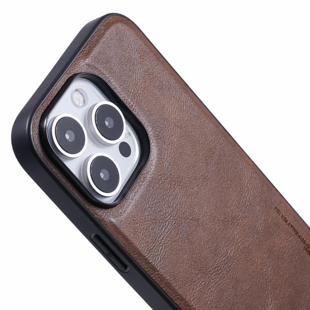 Bojue-3 Series For iPhone 16 Pro Case Leather Coated PC+TPU Anti-Scratch Protective Cover