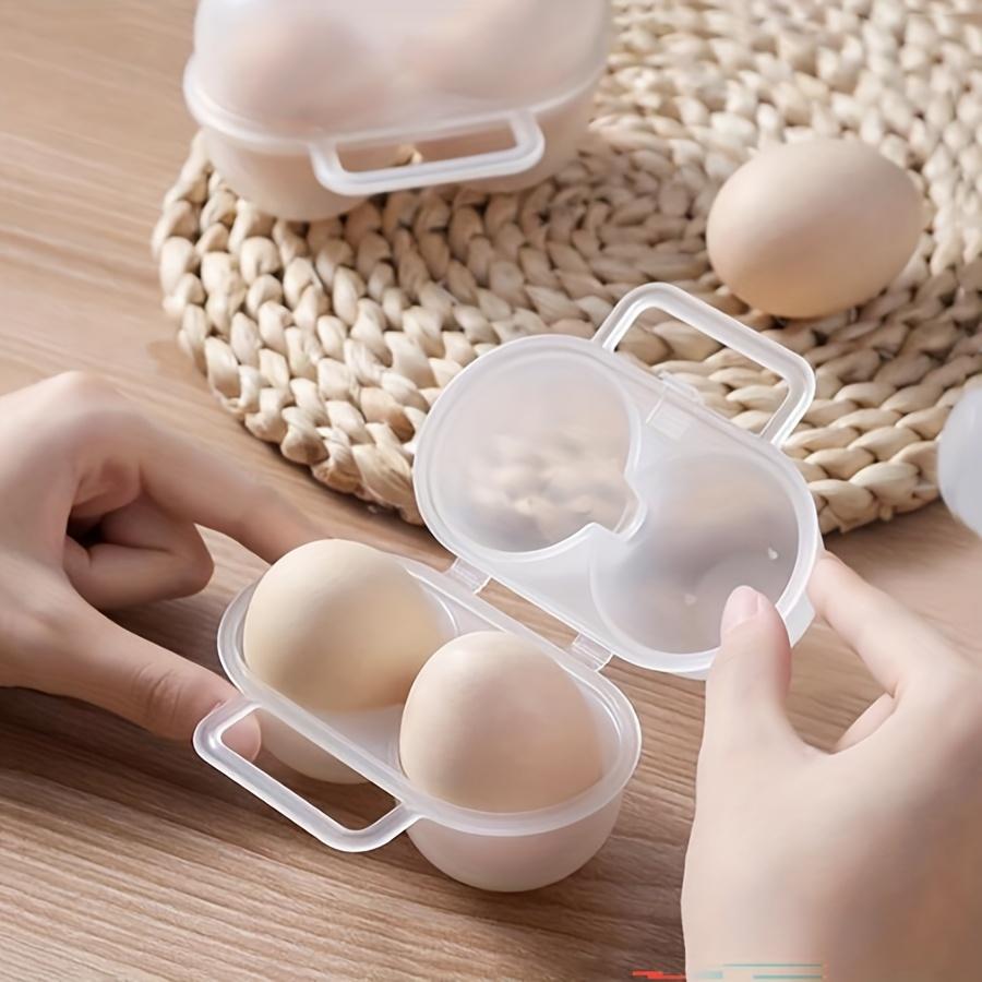 1pc Portable Egg Carrier Box, Plastic Egg Holder with 2 Compartments, Kitchen Fridge Safe Egg Storage Container, Shockproof Egg Organizer Case