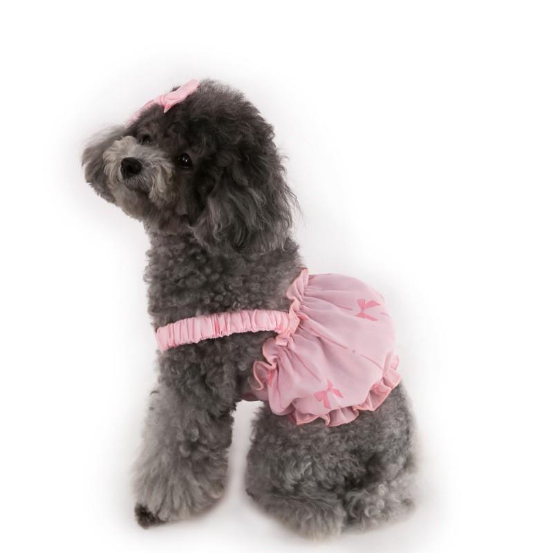 Pet Cat Dog Bow Print Thin Anti-Shed Sling Vest With Hair