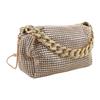 Chain Bling Shoulder Bag PU Leather Fashionable Handbag All Match Waterproof Shoulder Bag with Adjustable Strap Gold S