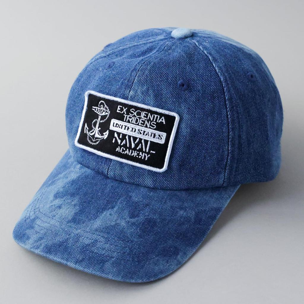Military Fade Denim Low Cap Embroidered Hat American Casual Summer Baseball Cap Indigo 068 [Avirex] Men's MA-1