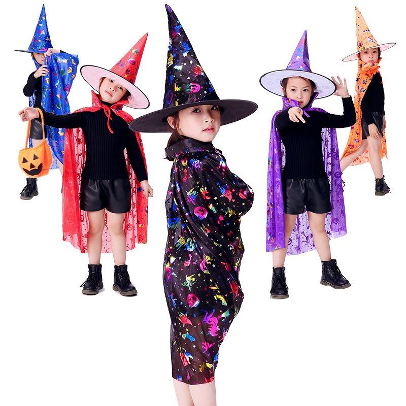 Halloween cape children witch cosplay magician kindergarten stage show cape cape hat