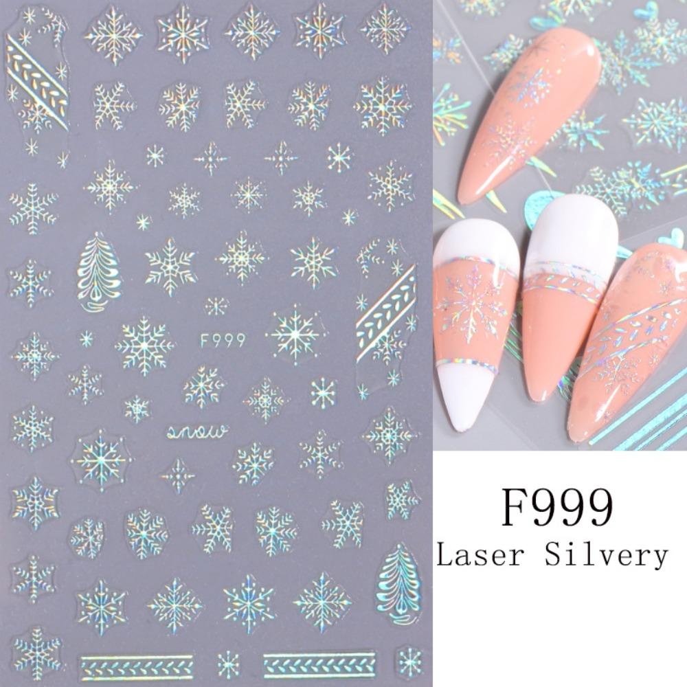Laser Snowflake Christmas Laser Nail Stickers French Lines Christmas Nail Decorations  Girls