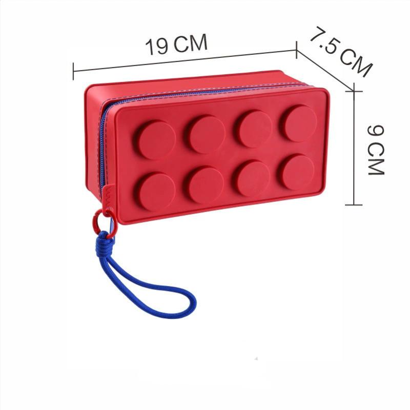 Creative Building Block Shaped Handbag Pen Storage Bag With Rope Portable Stationery Organizer Pencil Case Sundries Organizer