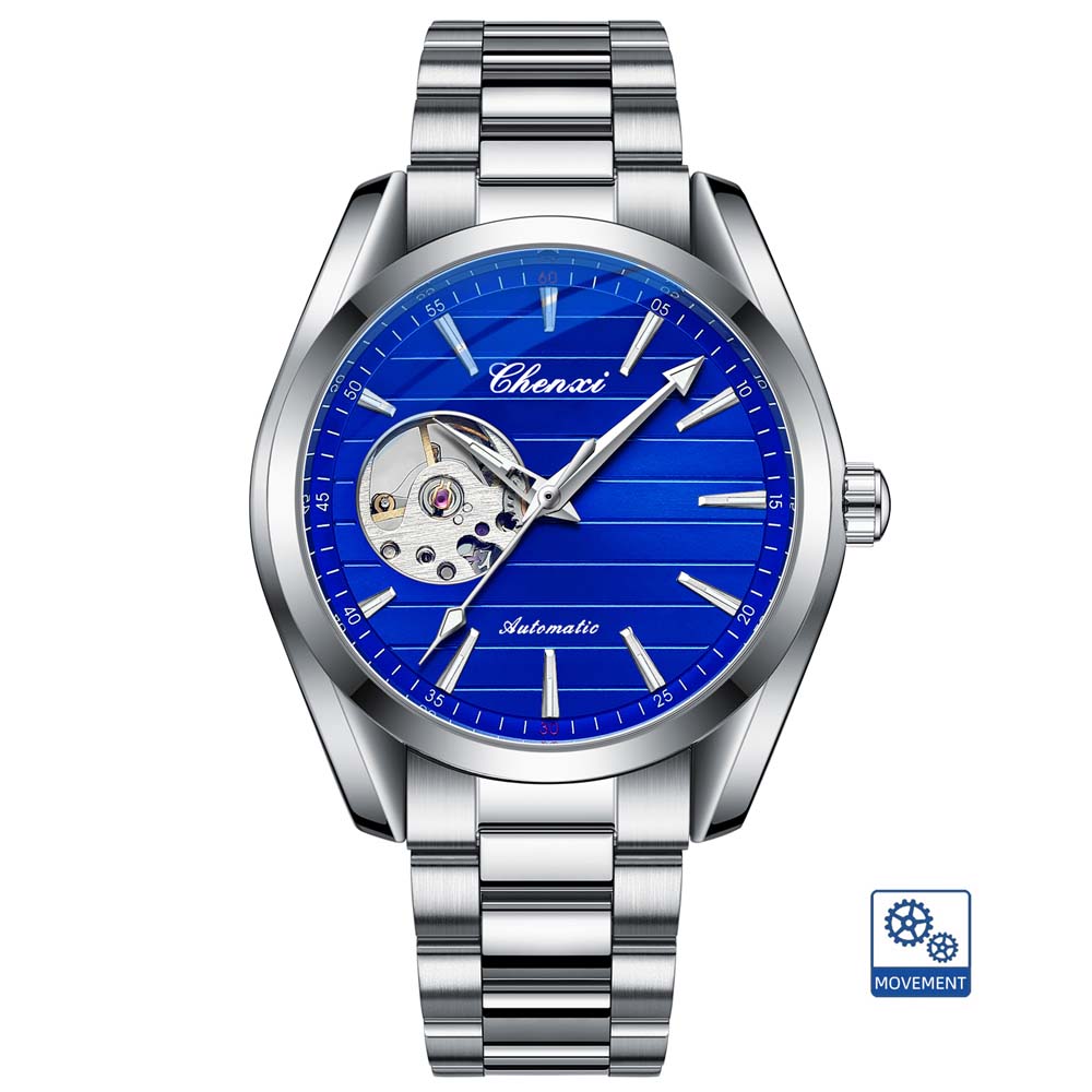 CHENXI Men's Fully Automatic Skeleton Mechanical Watch Water-Resistant Stainless Steel Stylish Mechanical Watch Watches for Man