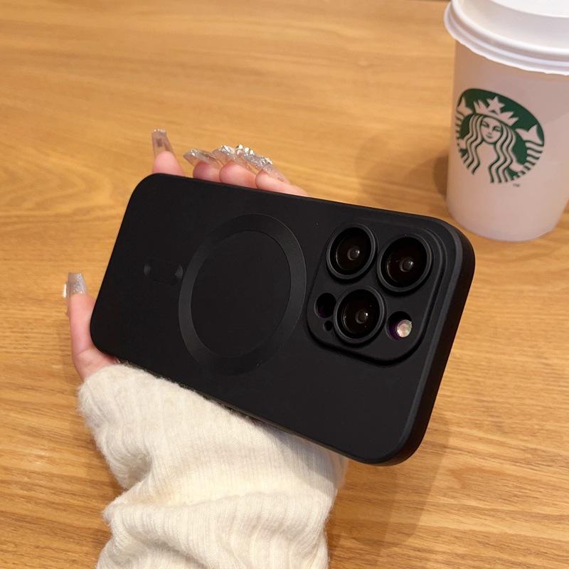 Luxury Magsafe Wireless Charge Phone Case For iPhone 15 14 13 12 11 Pro Max Soft Magnetic Black Shockproof Silicone TPU Cover