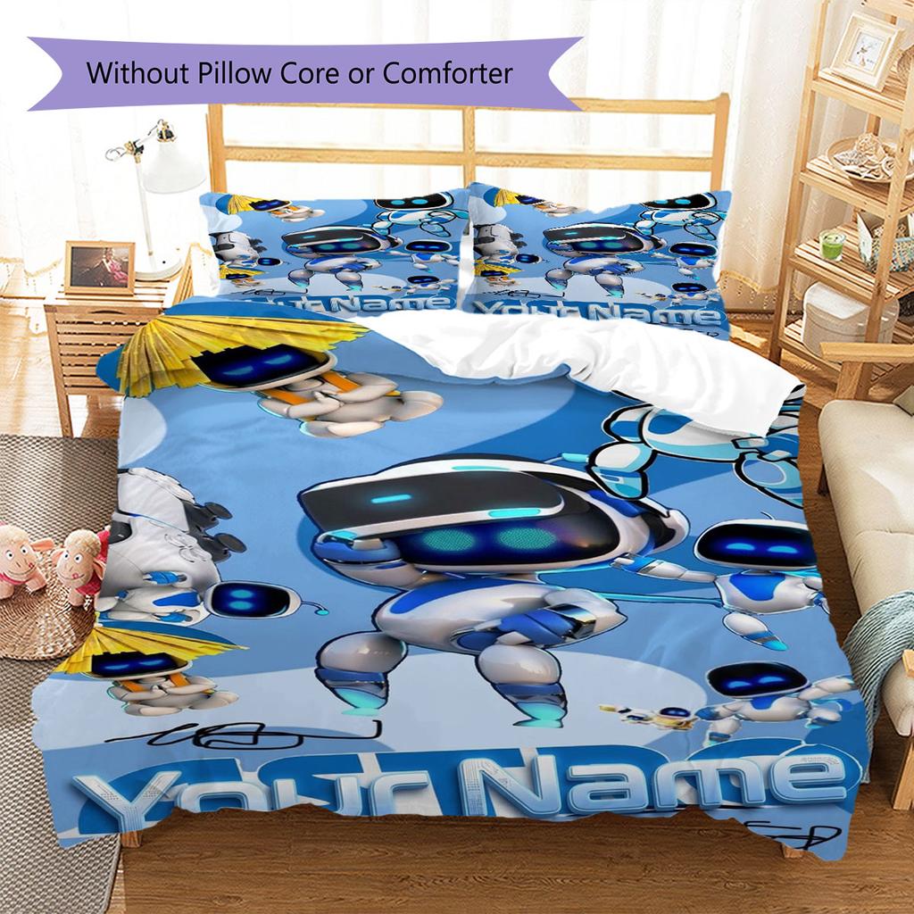 ASTRO BOT Custom Name Pattern Bedding,Quilt Set Quilt Cover Pillowcase Home Birthday Gift(1 * Duvet Cover + 2 * Pillowcase, Without Core)
