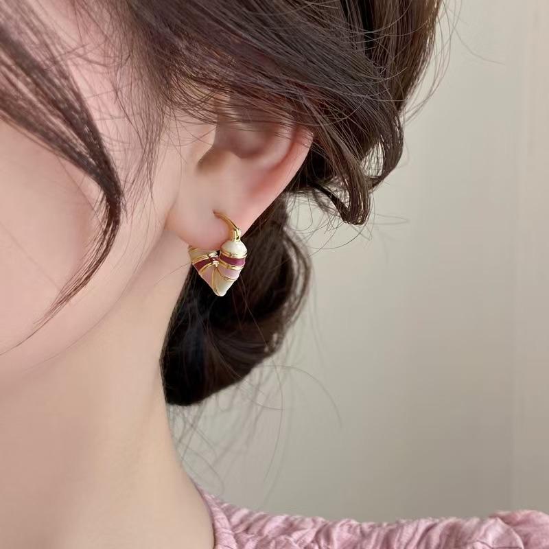 Trendy Red Dripping Oil Heart Hoop Earrings For Women Girls Korean Elegant Love Dangle Earring Jewelry Gift