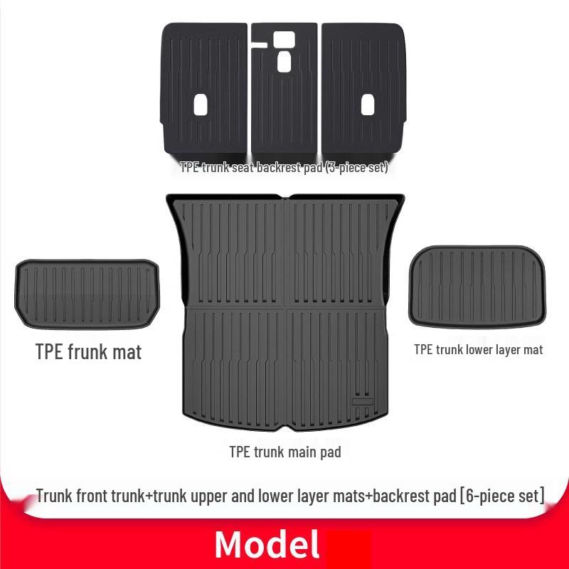 Tesla Model Y Refresh Trunk and Floor Mat Set - TPE Front, Rear, and Tail Box Mat Accessories