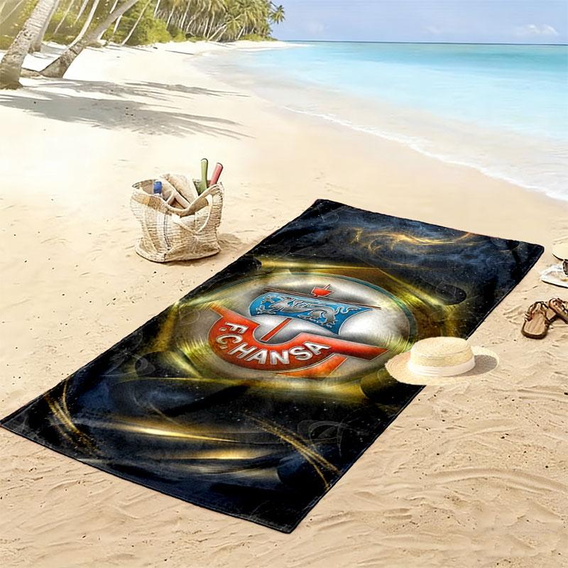 FC. Hansa Rostock Print Strandtuch, Großes Weiches Schnelltrocknendes Handtuch für Strand Camping Schwimmen