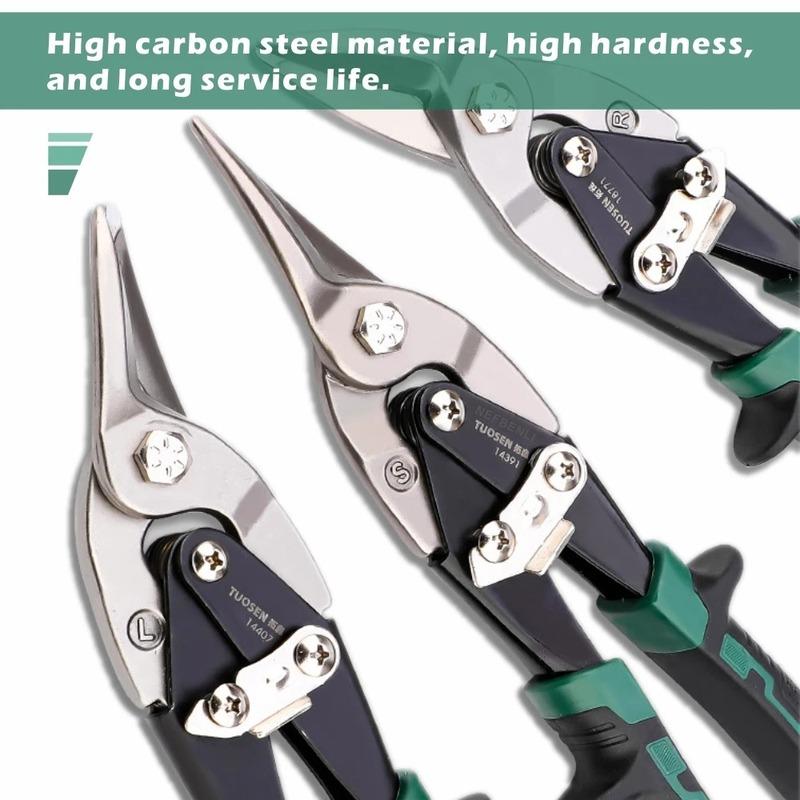 10 Inch Industrial Tin Snips, Cuts Stainless Steel Sheet Metal, Galvanized Iron with Compound Leverage for Heavy Duty Work